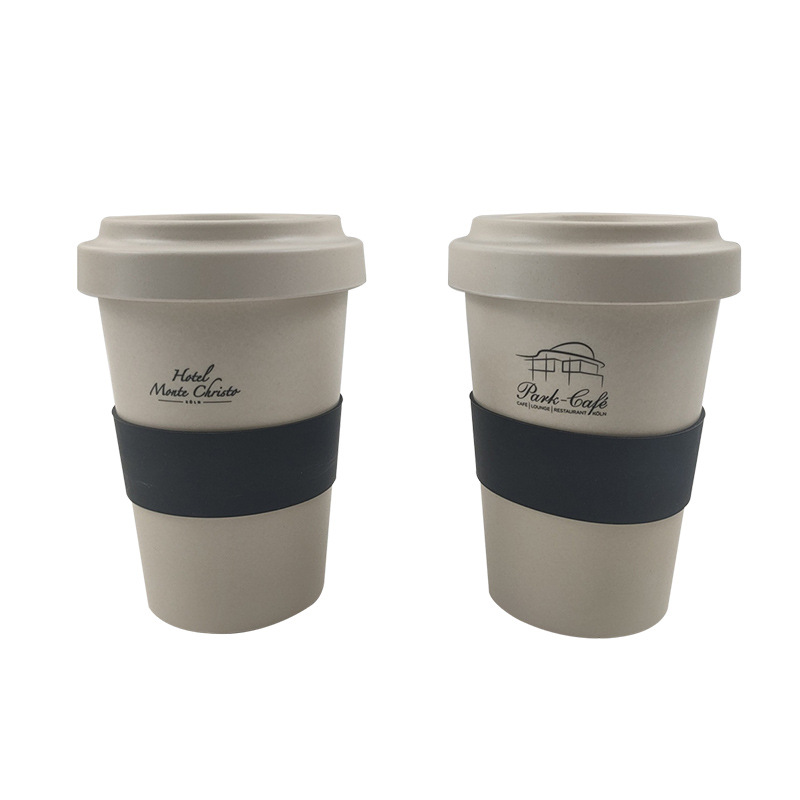 Herbruikbare koffiekop van bamboevezel met deksel van bamboepoeder