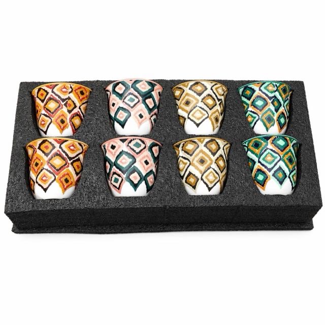 Boho geometrische keramische beker 8-delige cadeauset voor koffie thee