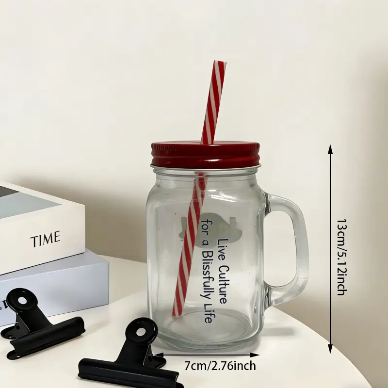 Op maat gemaakte glazen Mason Jar met handvat