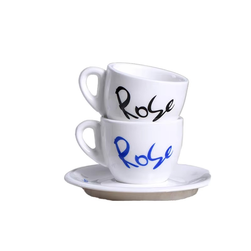 Bedrukte porseleinen espressokopschotel voor cafécadeau