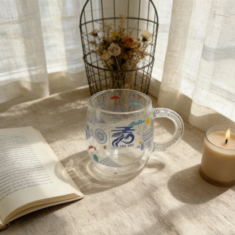 Custom Commemorative Double Wall Glass Mug