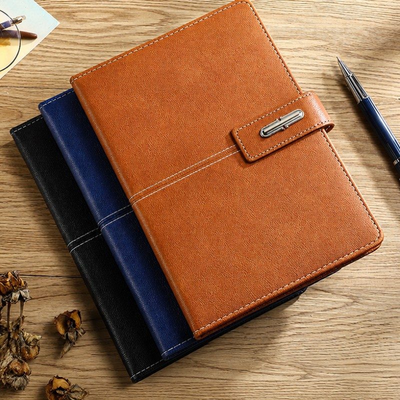 Metalen gesp PU lederen hardcover dagboek met aangepast logo
