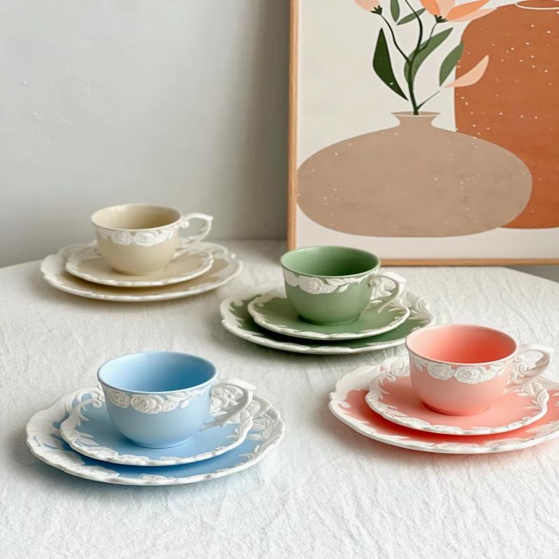 Retro reliëf Rose keramische beker voor feestcadeau