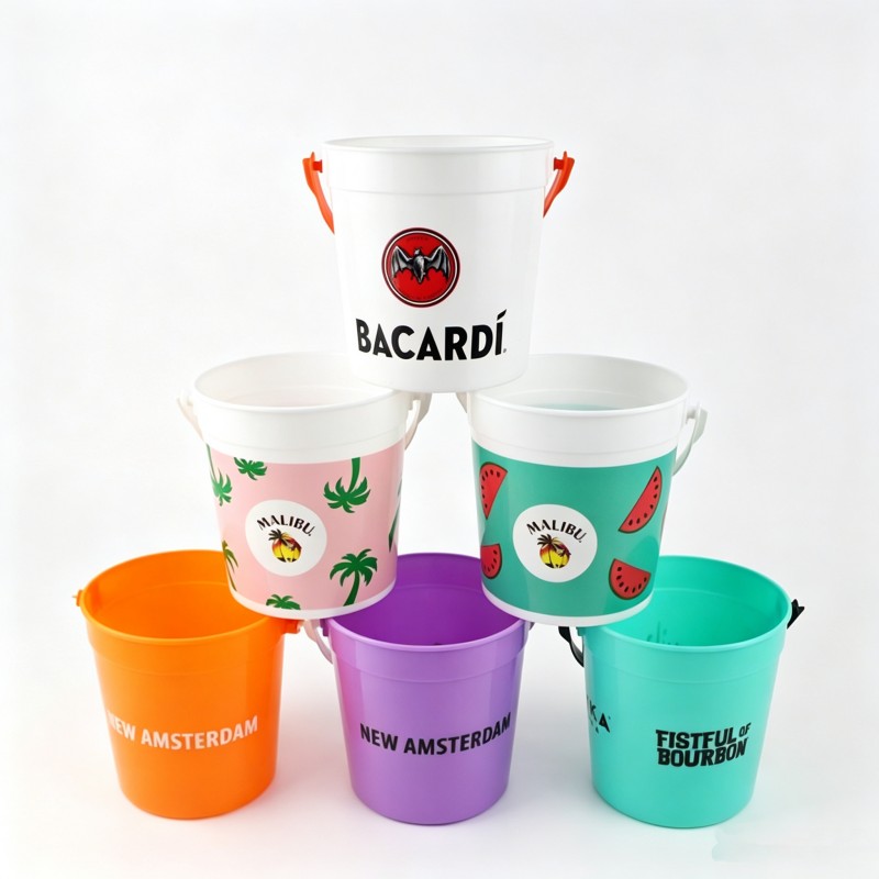 Aangepaste kleine plastic ijsemmer | Met handvat