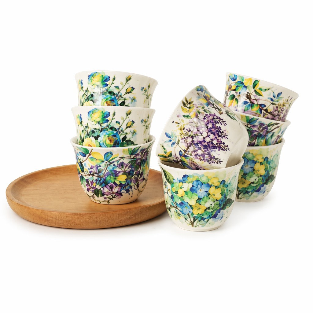 Aquarel bloemen keramiek theekopje 8-delige cadeauset voor theeserviezen